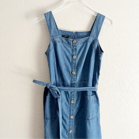 TALBOTS Jean Denim Chambray Button Down Sleeveless Dress 6 petite - Picture 2 of 9